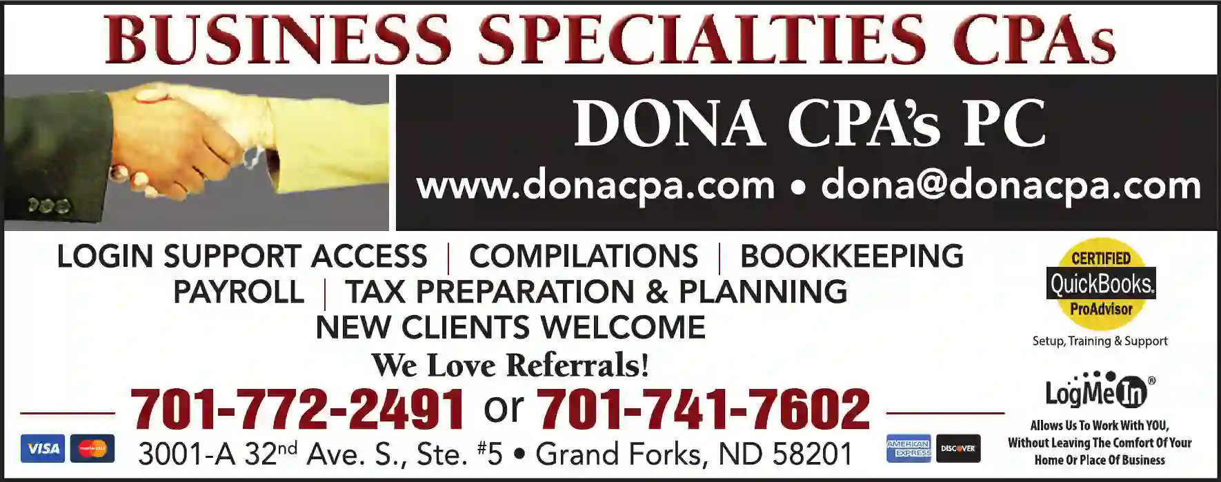 Accountants/Certified Public Accountants print ad for Business Specialties CPAs