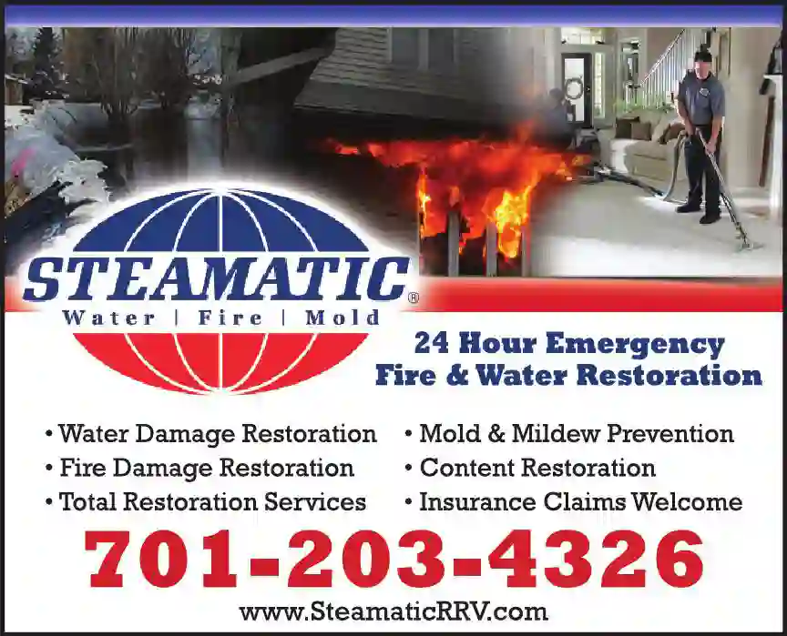 Water & Fire Damage Restoration print ad for Steamatic of Grand Forks