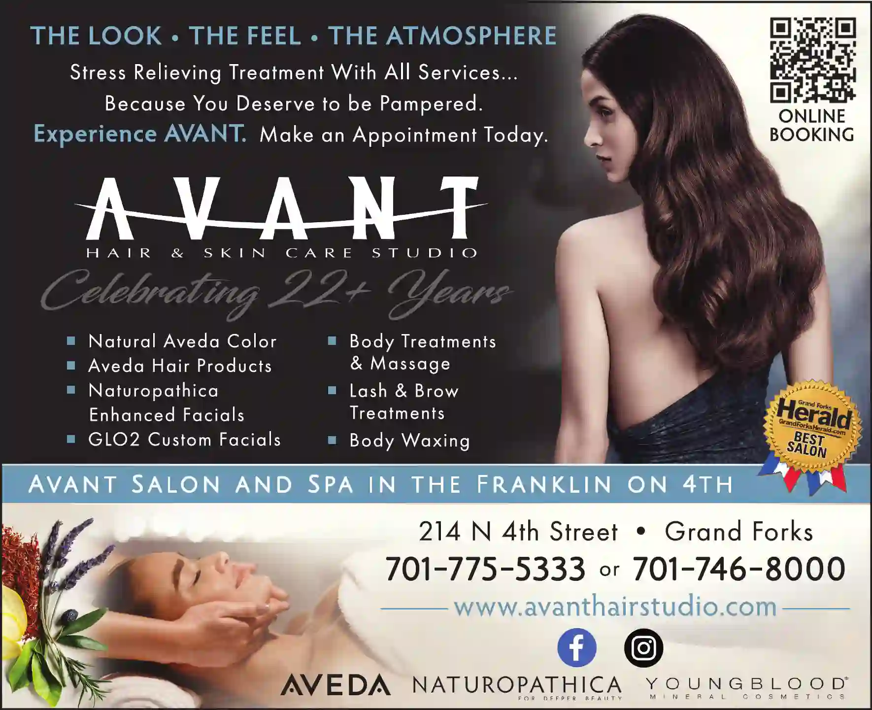 Beauty Salons & Services print ad for Avant Hair & Skin Care Studio