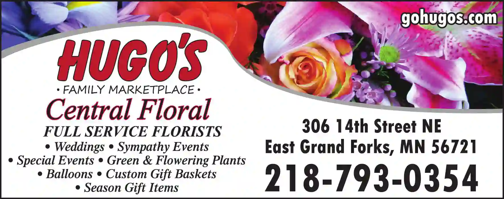 Florists - Retail print ad for Hugo's Central Floral