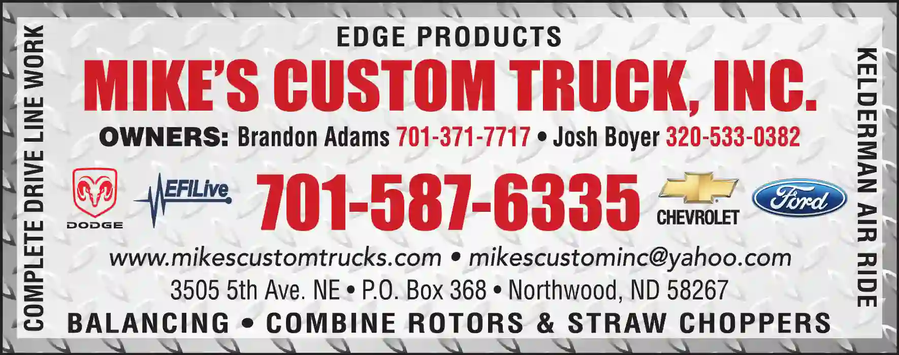 Auto Customizing print ad for Mike's Custom Trucks