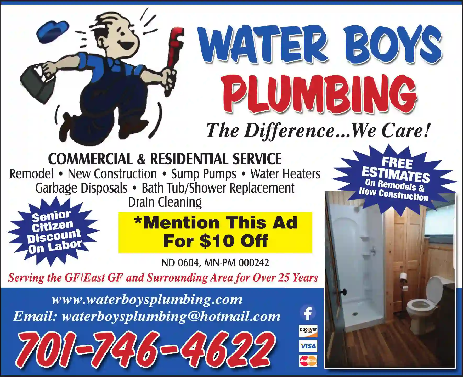 Plumbing Contractors print ad for Water Boys Plumbing