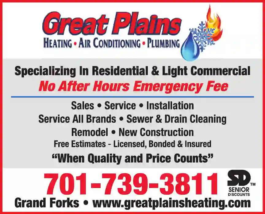 Plumbing Contractors print ad for Great Plains Heating A/C & Plumbing