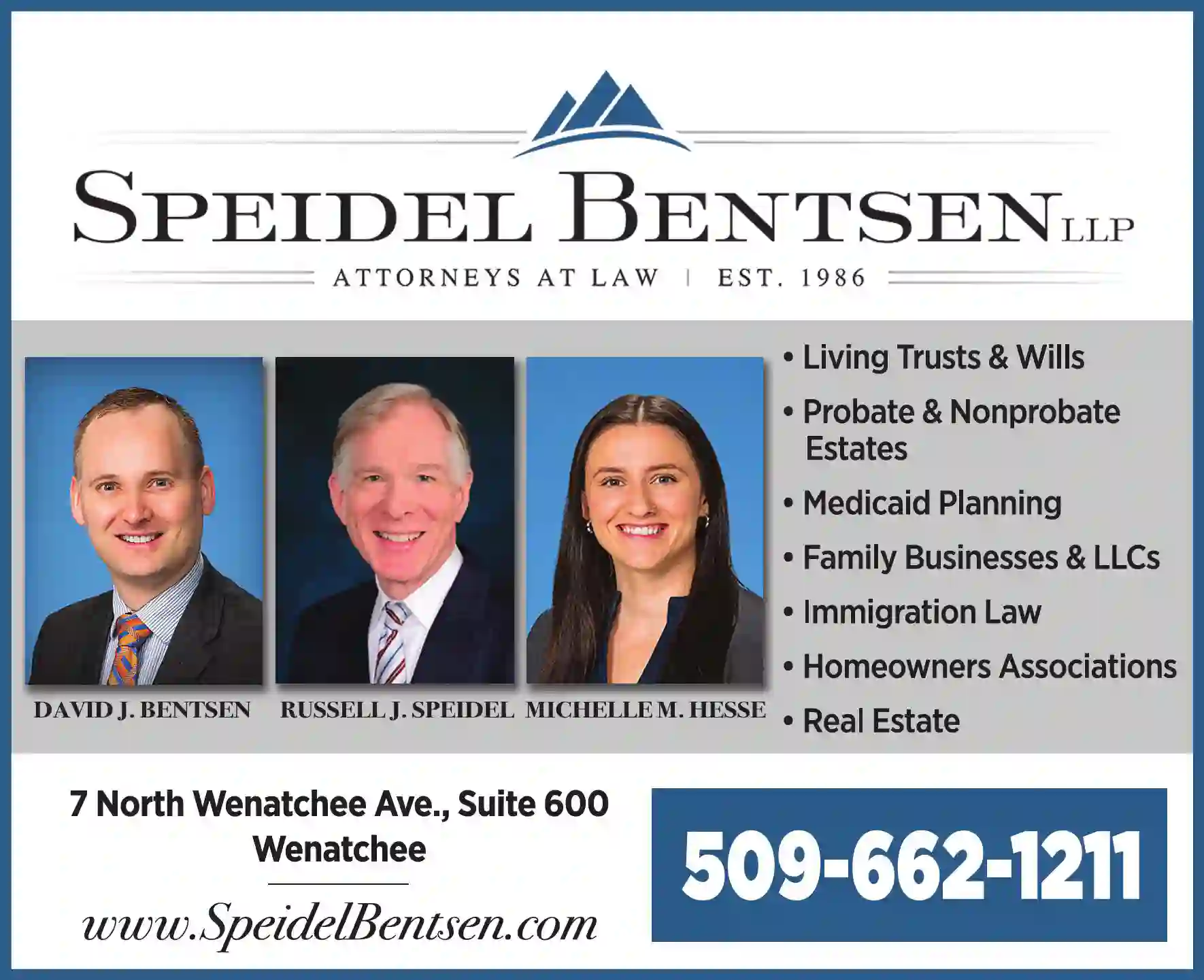 Attorneys print ad for Speidel Bentsen LLP