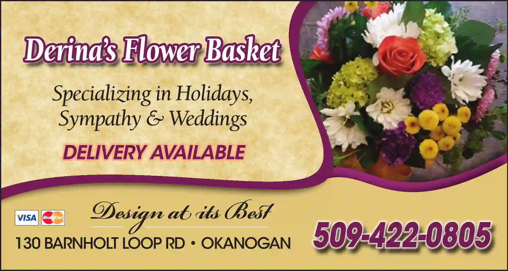 Wedding Supplies & Services print ad for Derina's Flower Basket