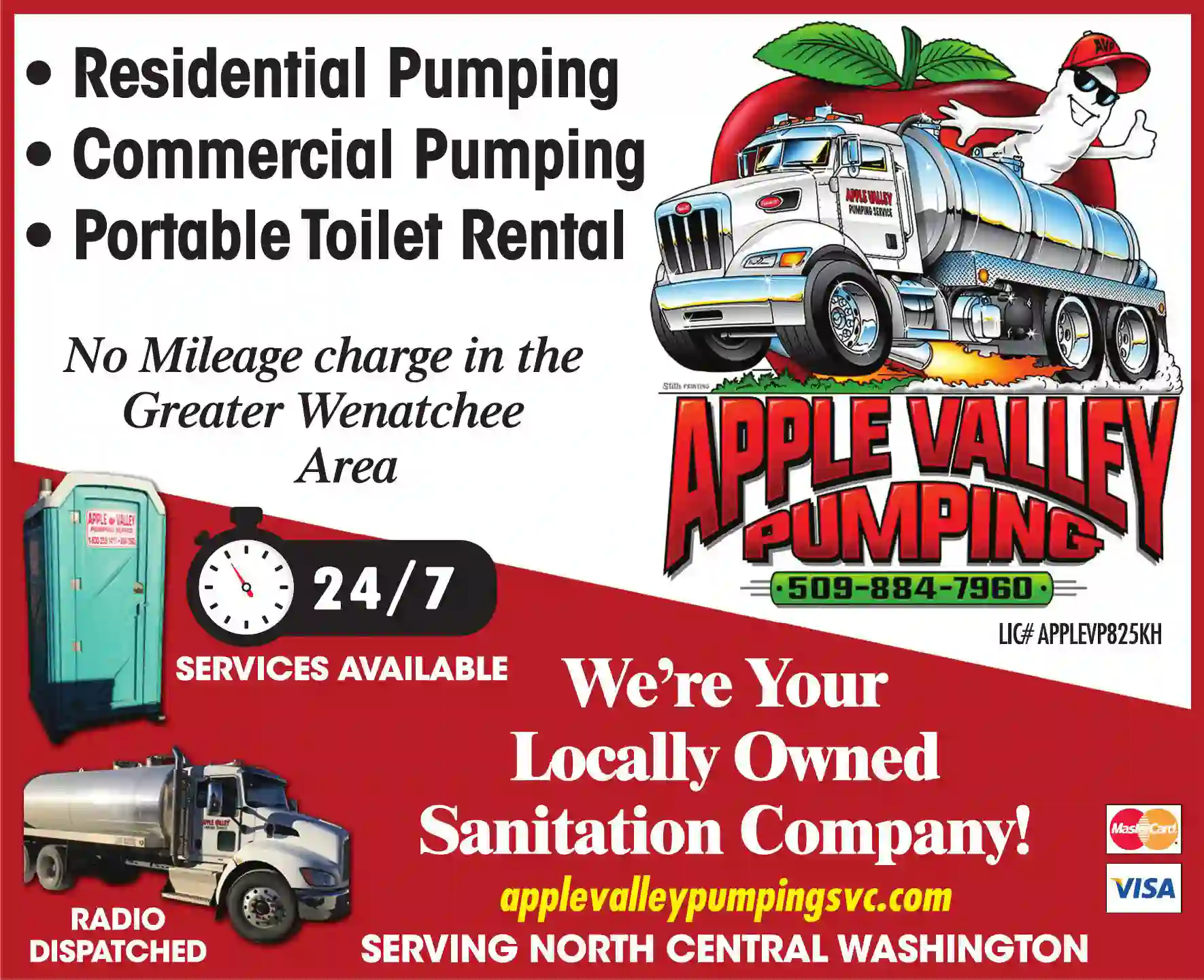 Septic Tanks & Systems - Cleaning print ad for Apple Valley Pumping Inc