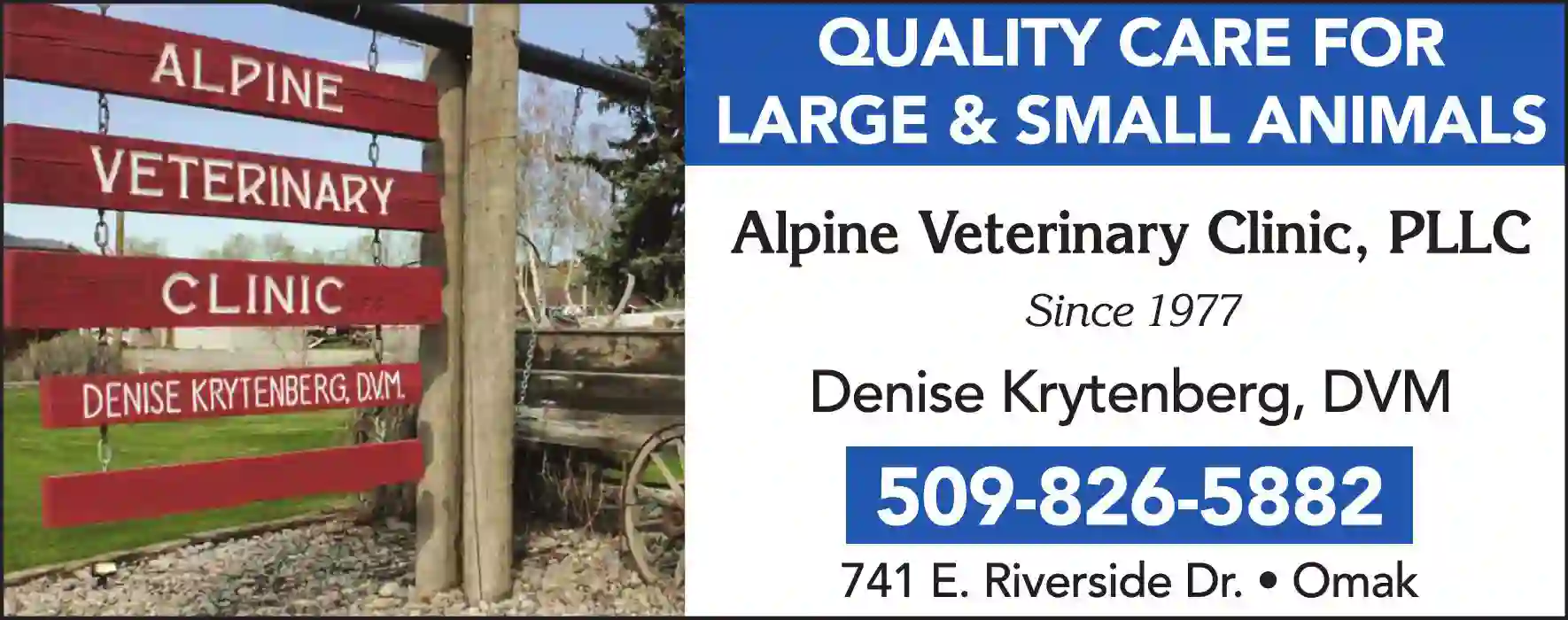 Veterinarians & Hospitals print ad for Alpine Veterinary Clinic PLLC