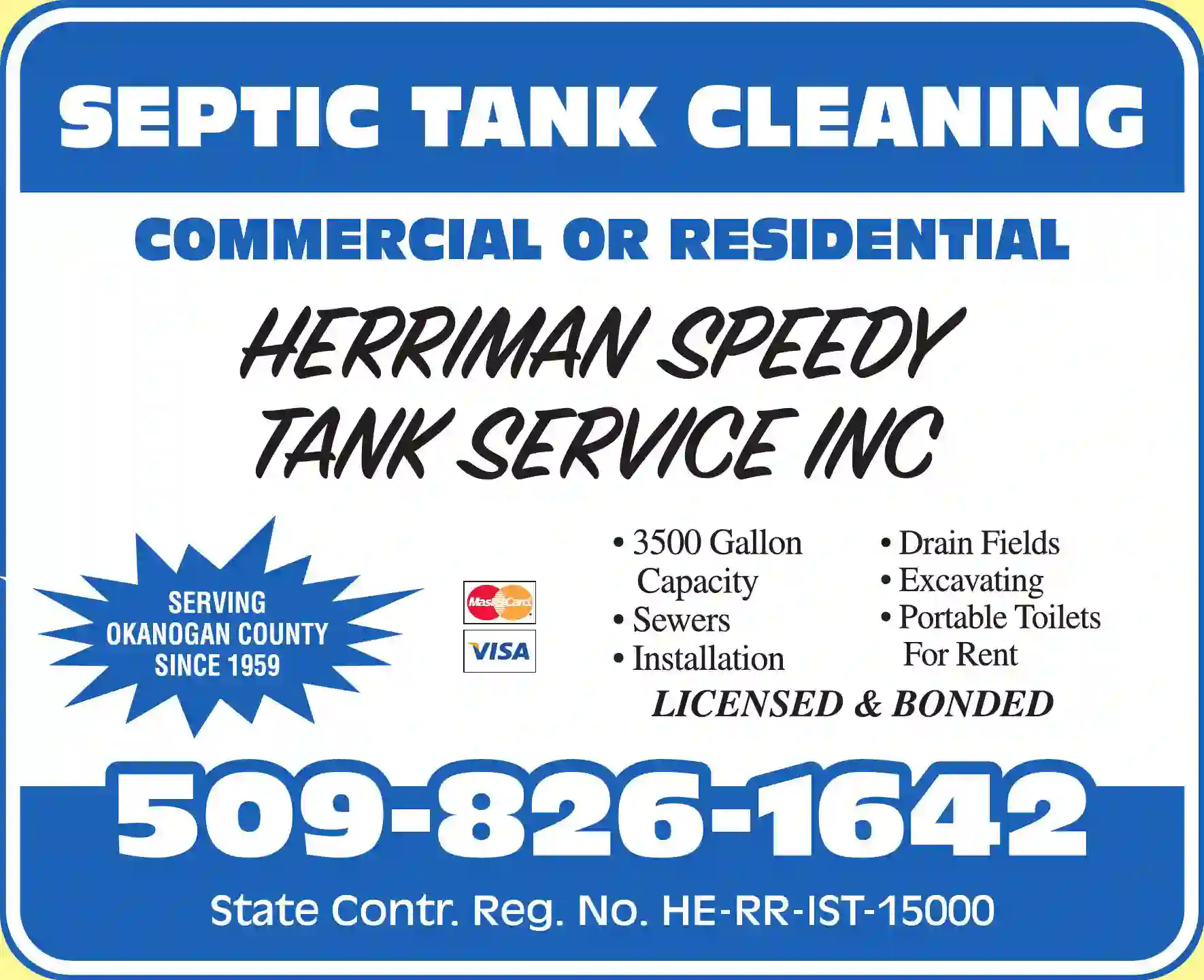 Septic Tanks & Systems - Cleaning print ad for Herriman Speedy Tank Service Inc