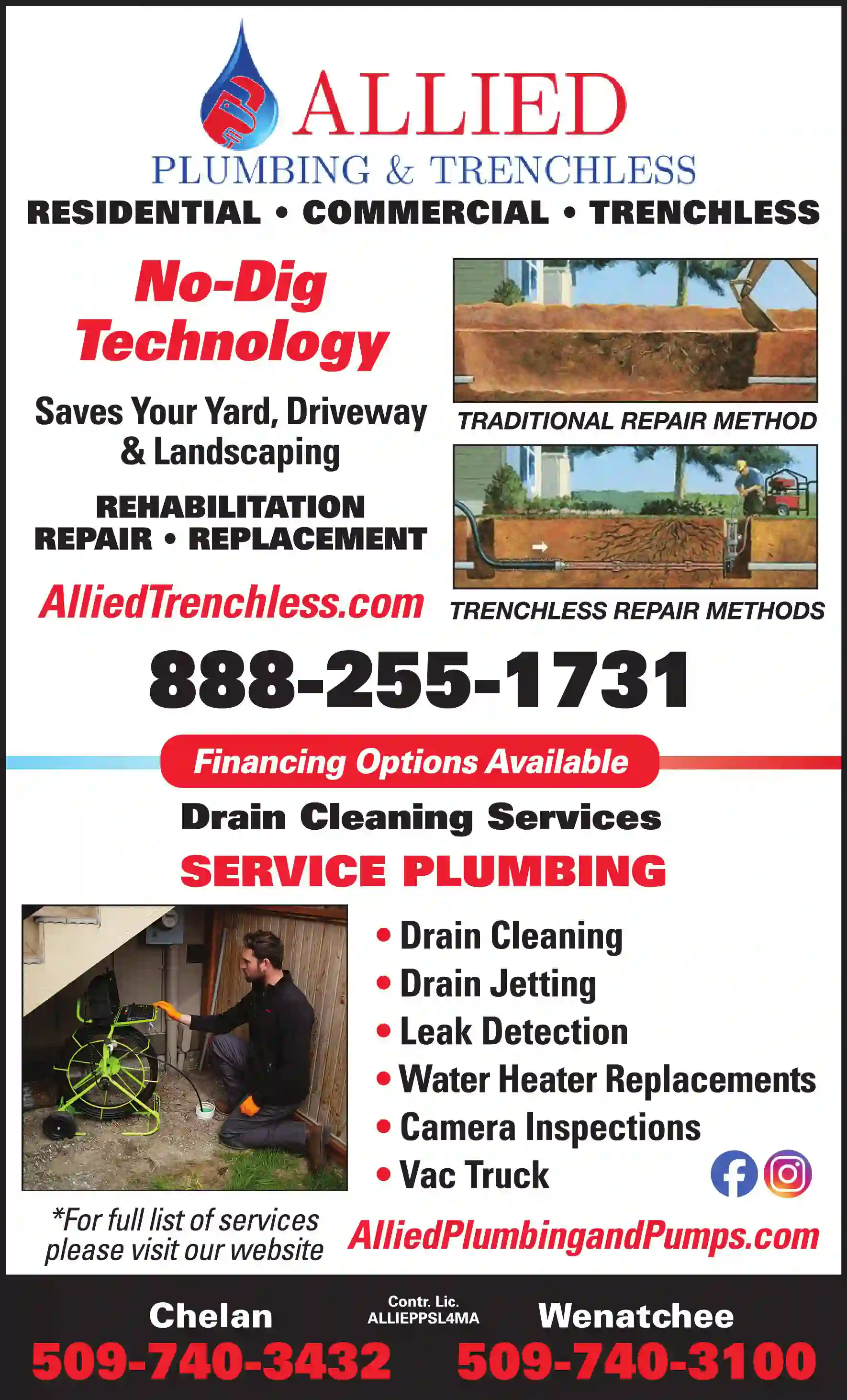 Plumbing Contractors print ad for Allied Plumbing