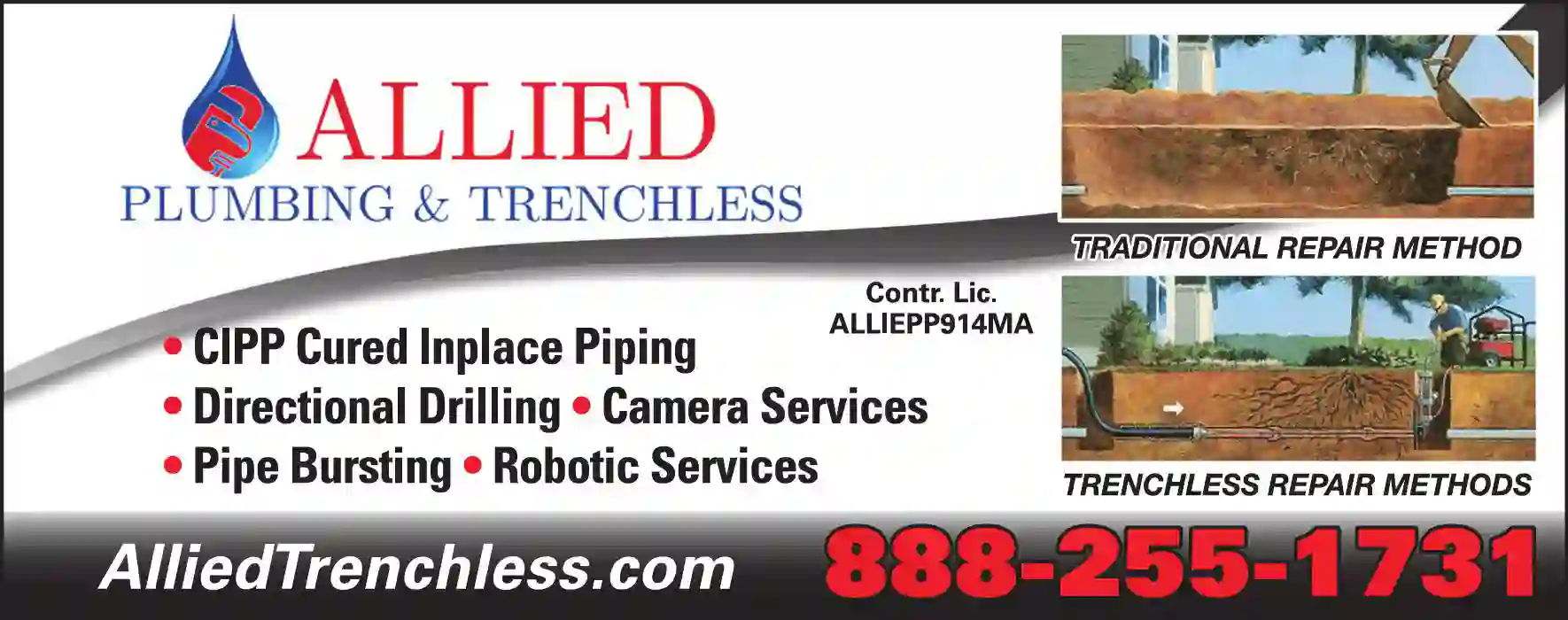 Plumbing - Trenchless print ad for Allied Plumbing