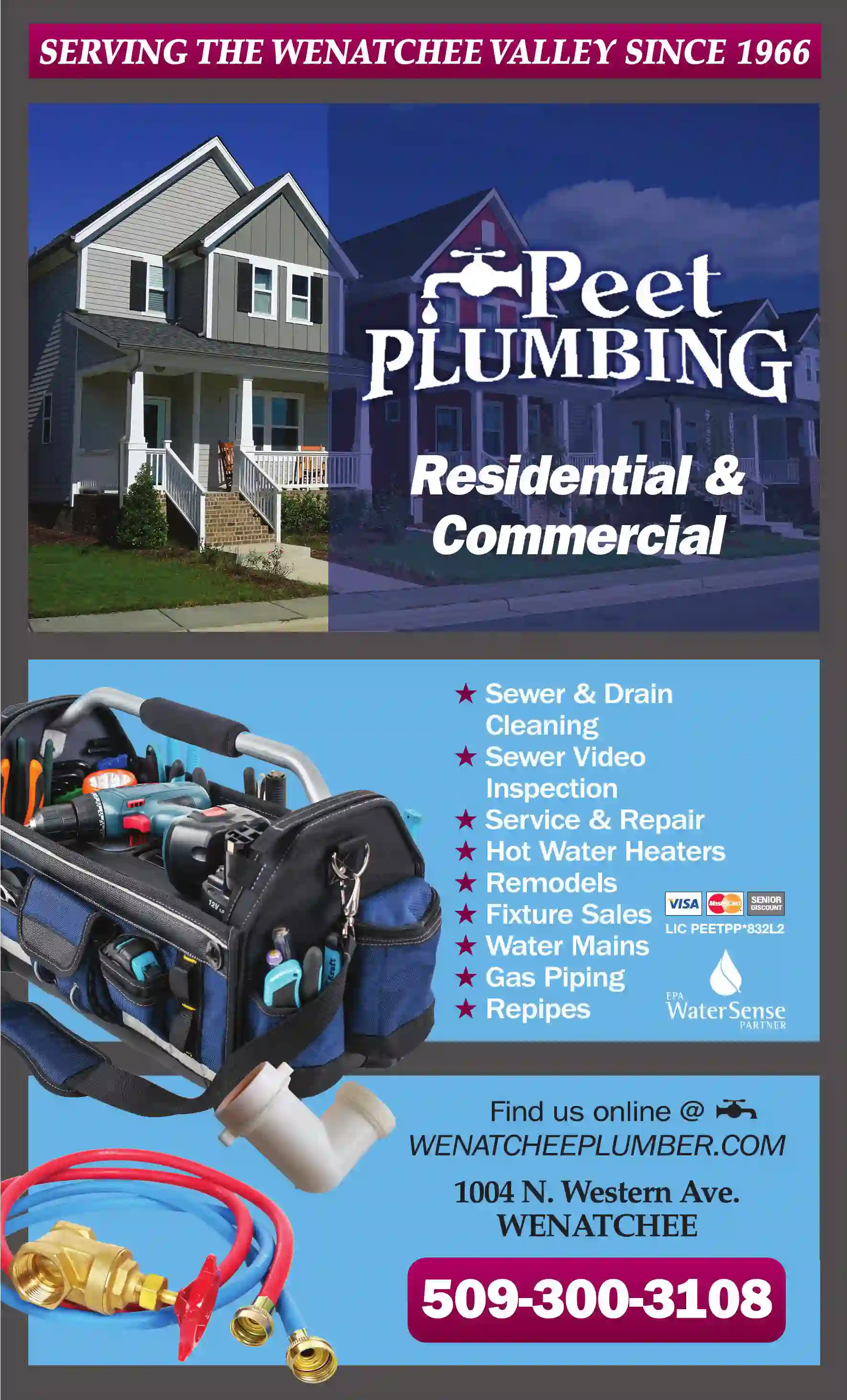 Plumbing Contractors print ad for Peet Plumbing