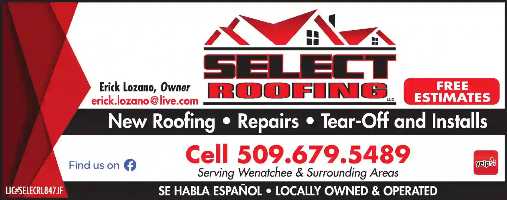 Contractors - General print ad for Select Roofing LLC