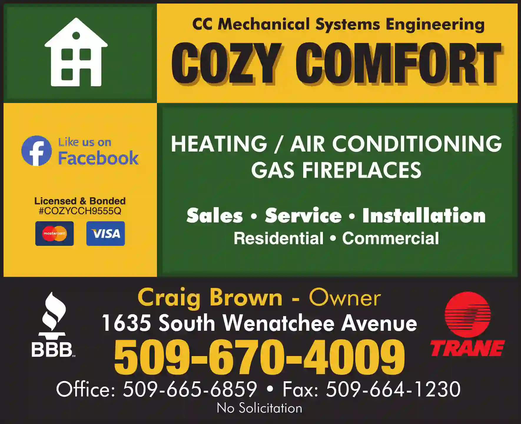 Air Conditioning - Contractors print ad for Cozy Comfort