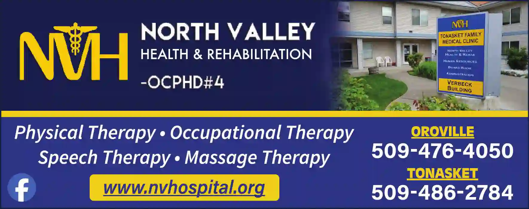 Rehabilitation Services print ad for North Valley Health & Rehabilitation