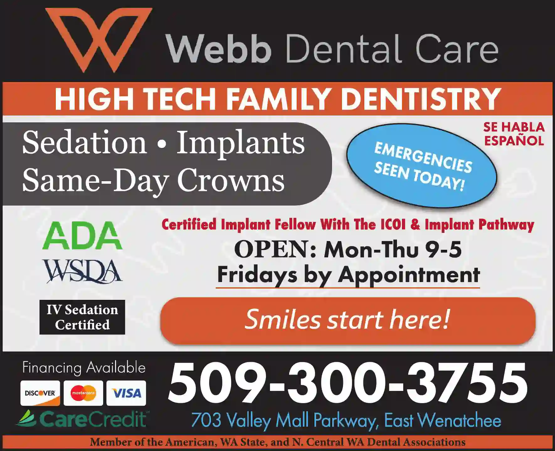 Dentists print ad for Webb Dental Care