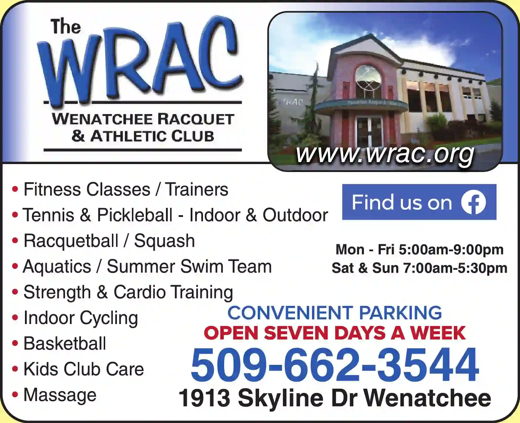 Health Clubs print ad for Wenatchee Racquet & Athletic Club