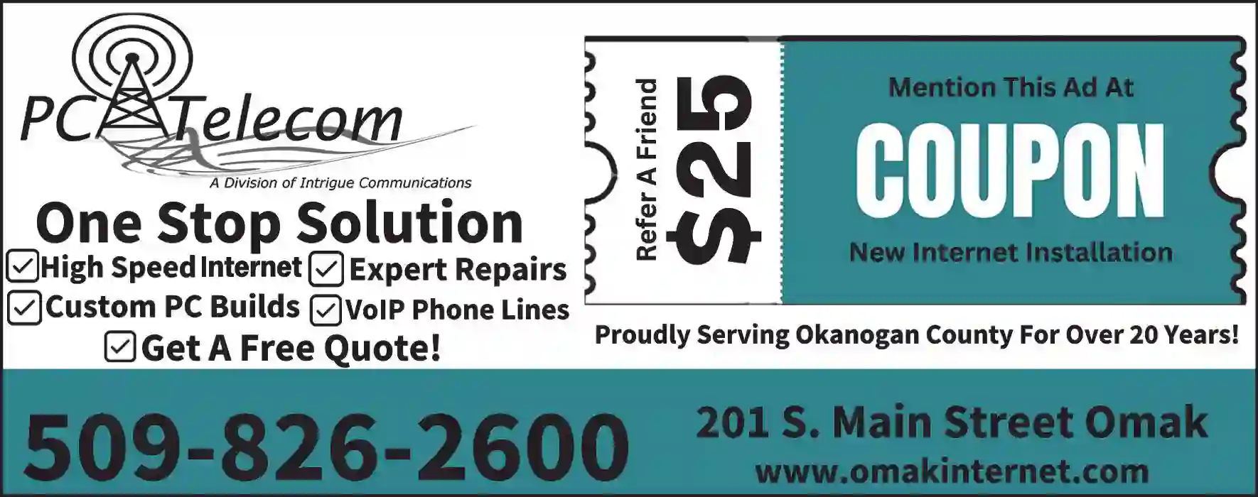 Internet Service Providers print ad for PC Telecom