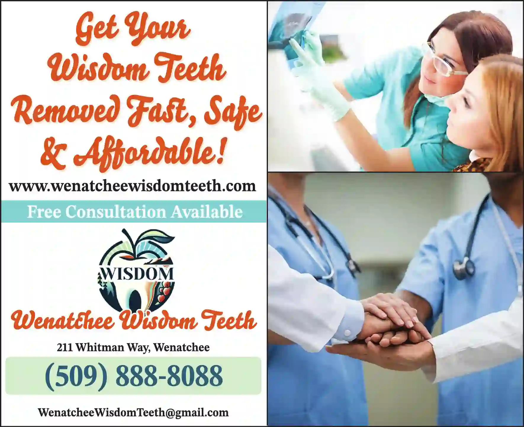 Dentists - Wisdom Teeth - Provided By General Dentists print ad for Wenatchee Wisdom Teeth
