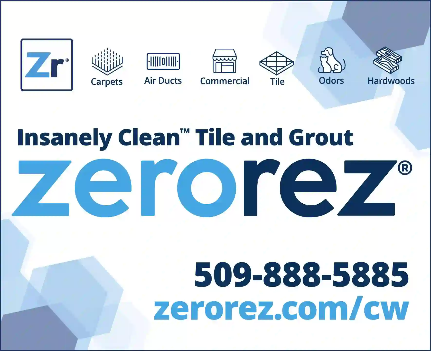 Tile & Grout Cleaning & Restoration print ad for Zerorez Carpet & Air Duct Cleaning of Central WA