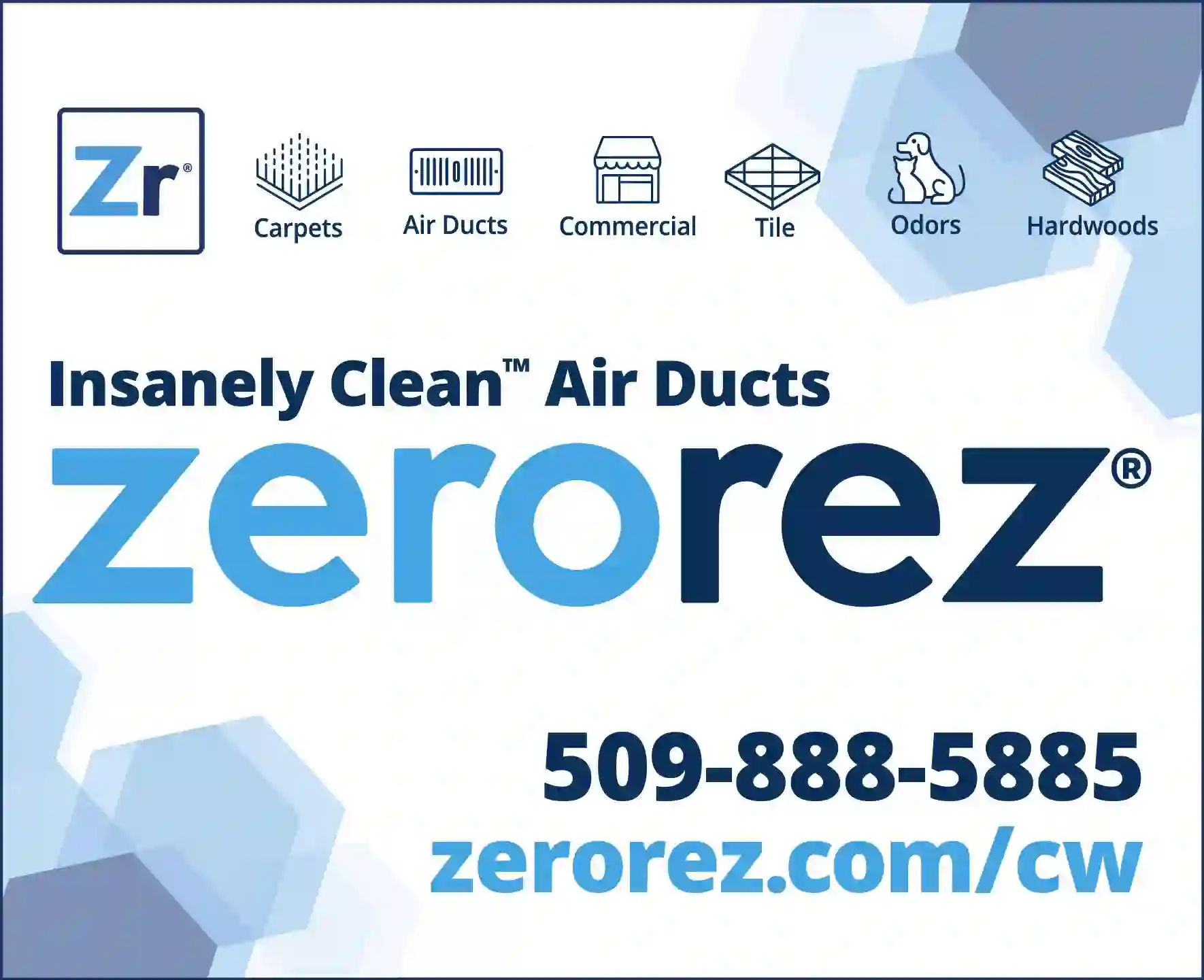 Duct Cleaning print ad for Zerorez Carpet & Air Duct Cleaning of Central WA