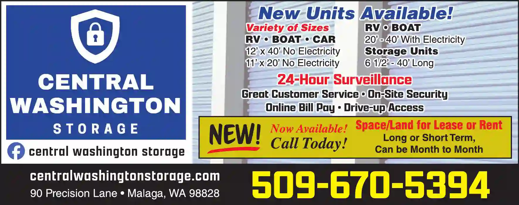 Storage - Household & Commercial print ad for Central Washington Storage