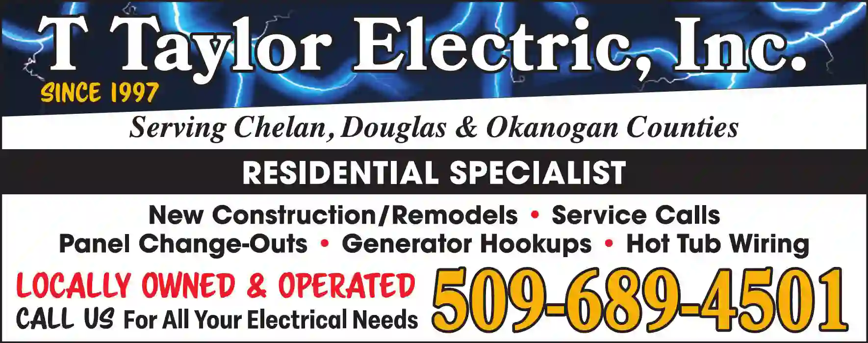 Electric Contractors print ad for T Taylor Electric Inc
