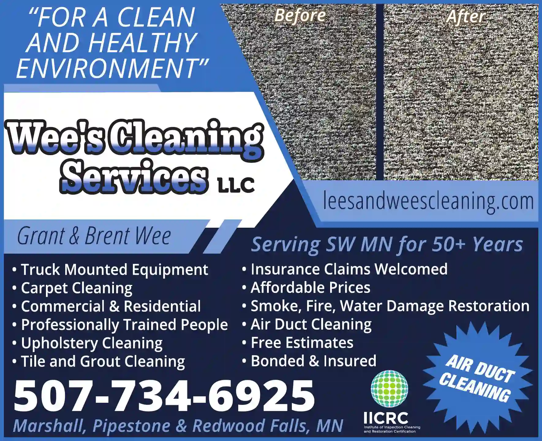 Carpet Rug & Upholstery Cleaners print ad for Wee's Cleaning Services LLC