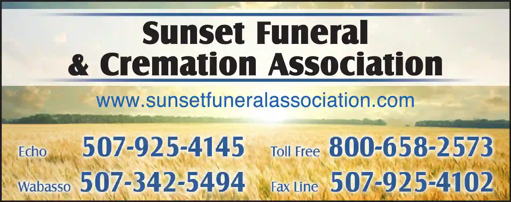 Funeral Homes & Directors print ad for Sunset Funeral & Cremation Association