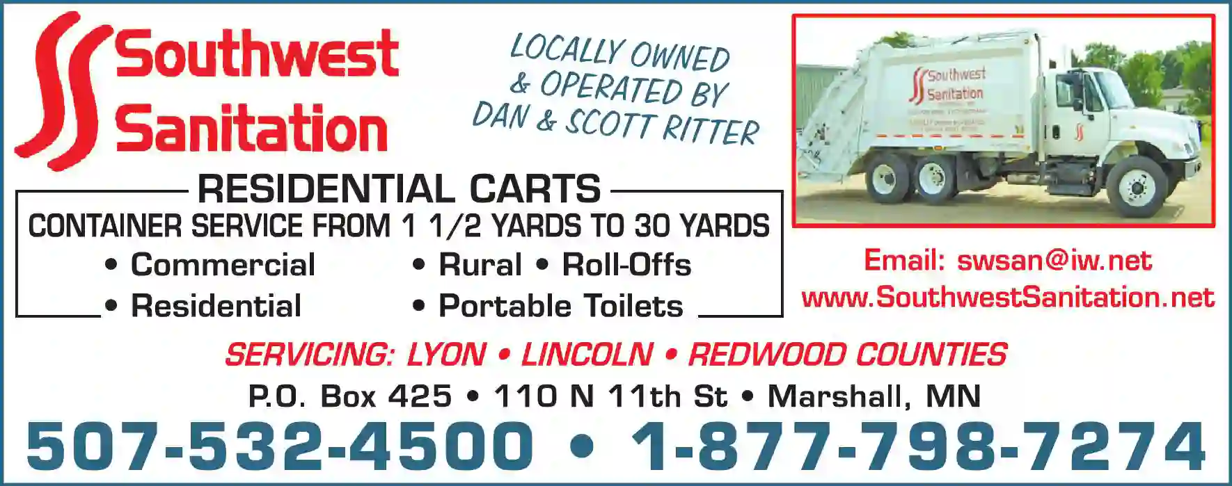 Garbage & Rubbish Collection print ad for Southwest Sanitation