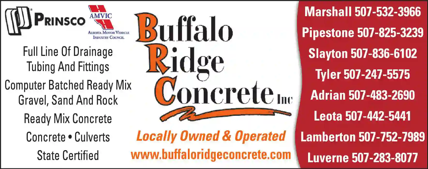 Concrete - Ready Mix print ad for Buffalo Ridge Concrete Inc