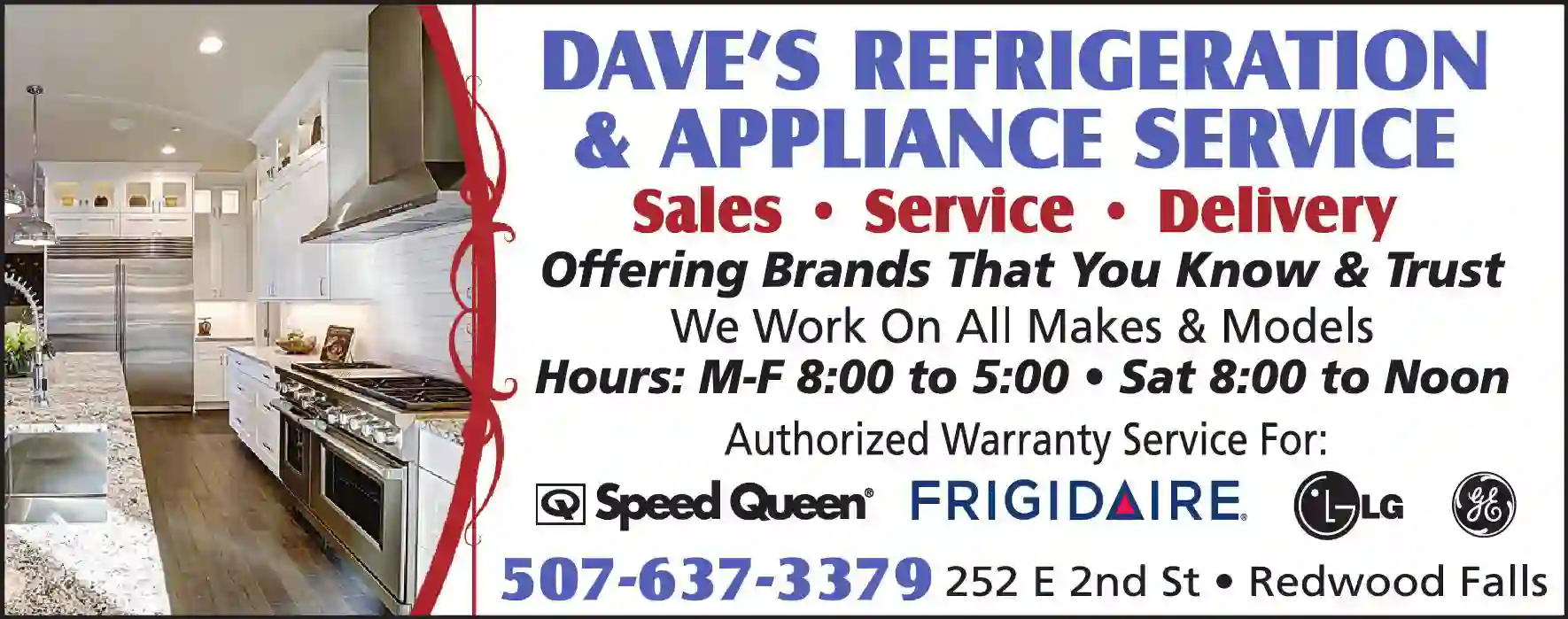 Appliances - Major - New print ad for Dave's Refrigeration & Appliance Service