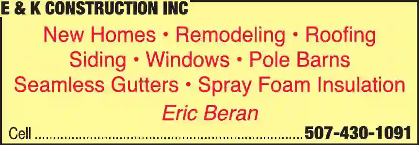 Contractors - General print ad for E & K Construction Inc