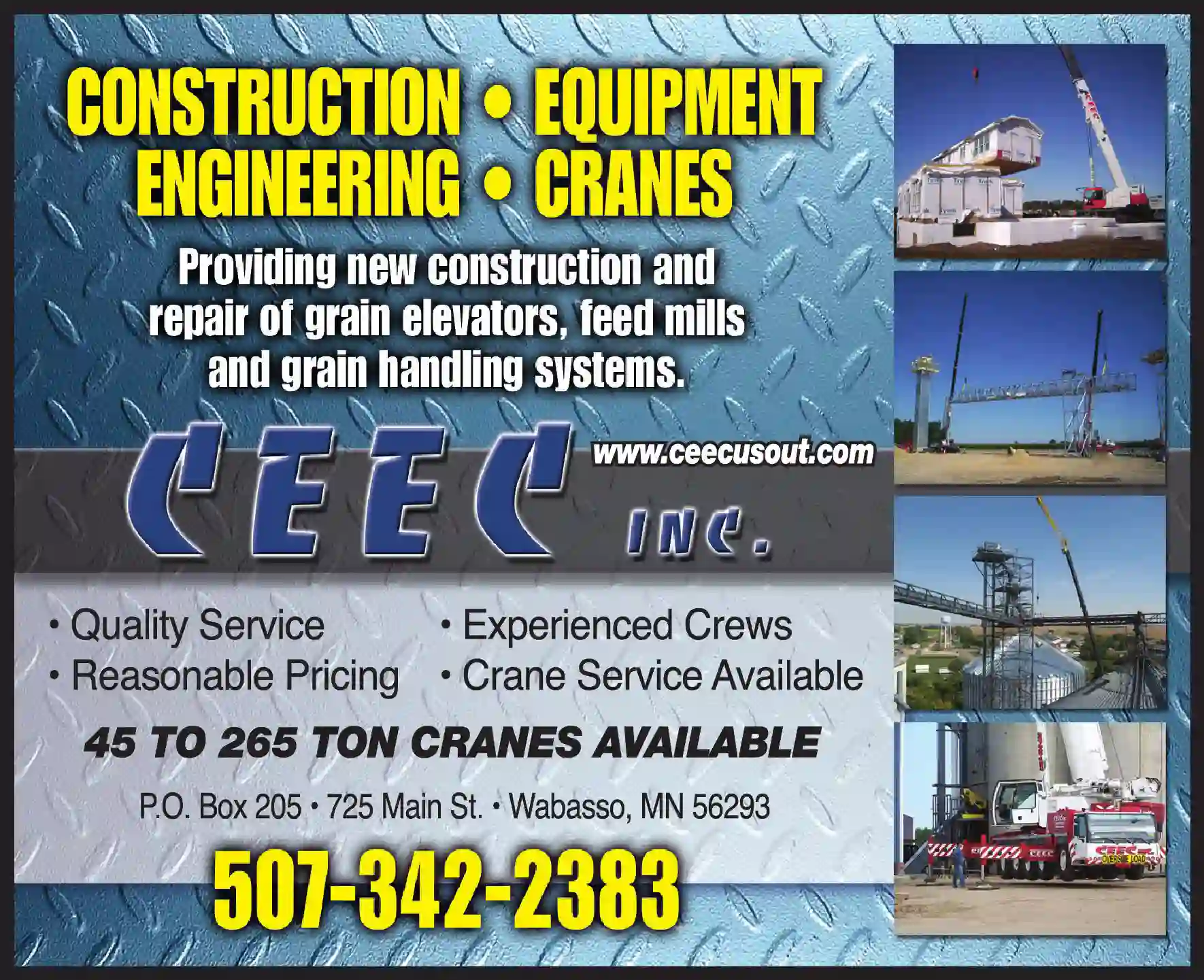 Cranes - Service, Sales & Rental print ad for C E E C Inc
