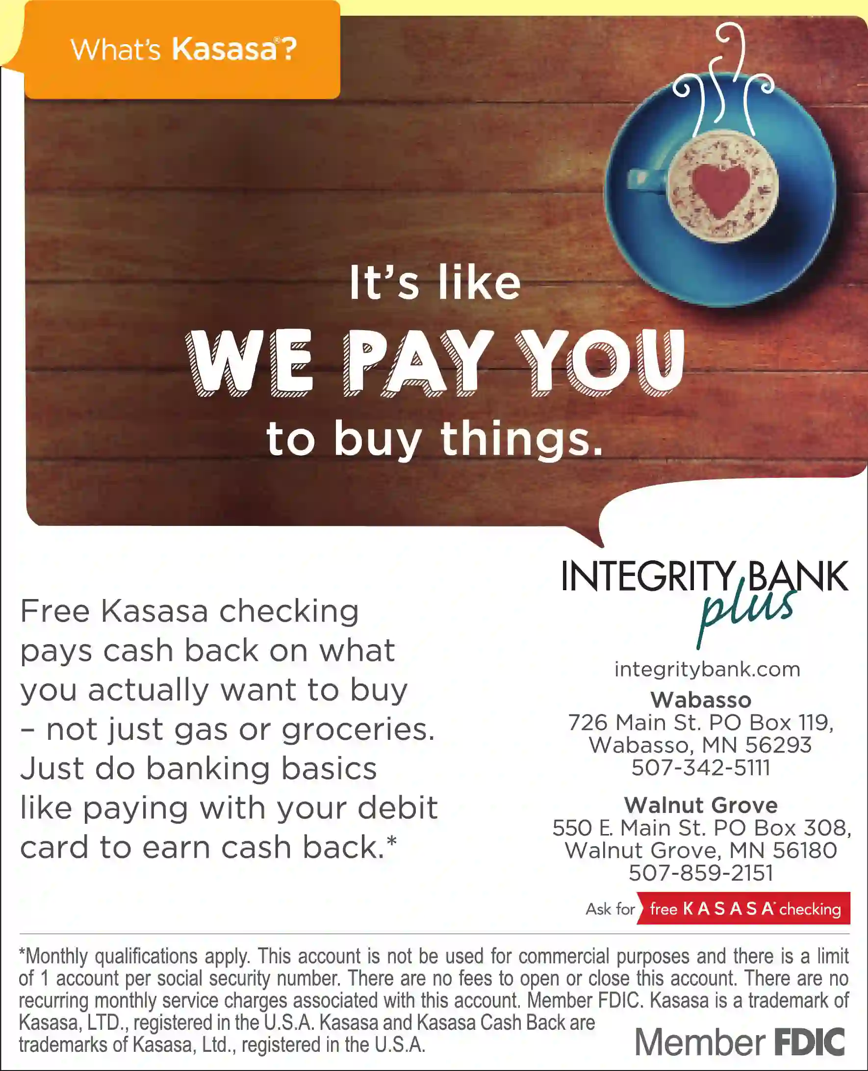 Banks print ad for Integrity Bank Plus