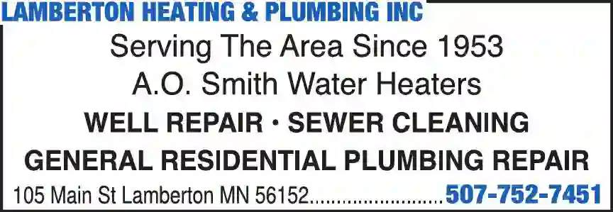 Plumbing Contractors print ad for Lamberton Heating & Plumbing Inc