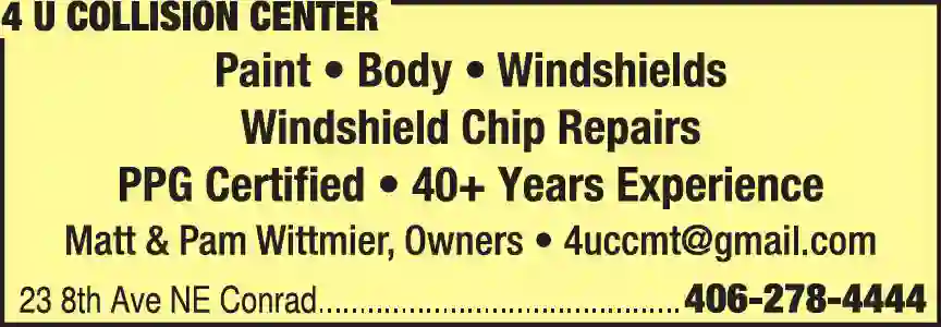 Auto Body Repair & Paint print ad for 4 U Collision Center