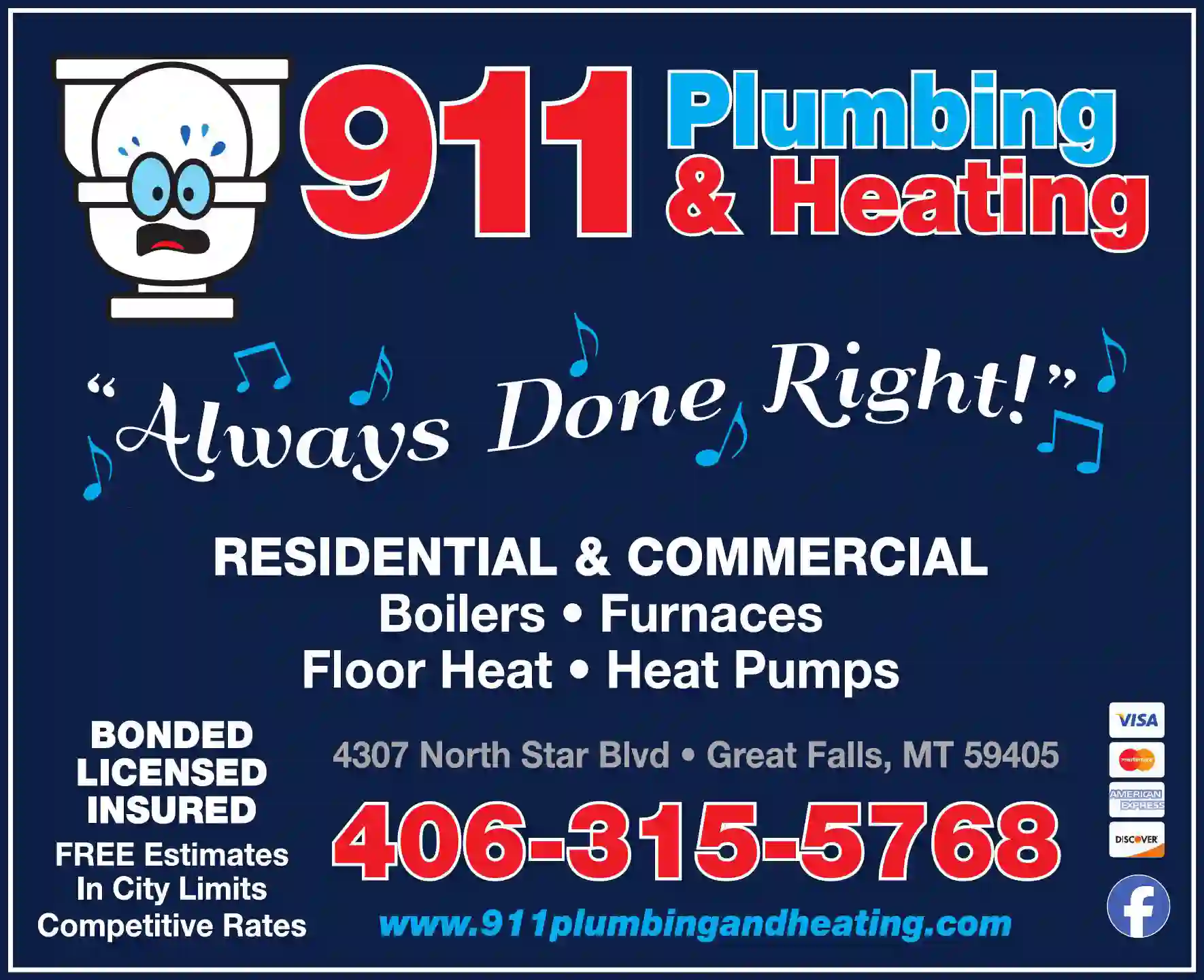 Heating Contractors print ad for 911 Plumbing & Heating