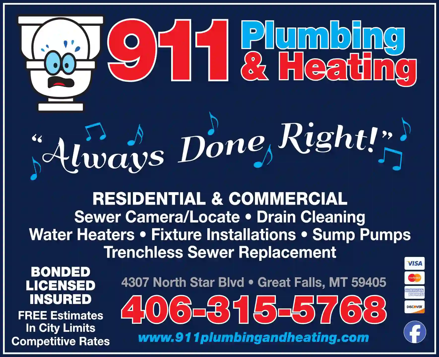 Plumbing Contractors print ad for 911 Plumbing & Heating
