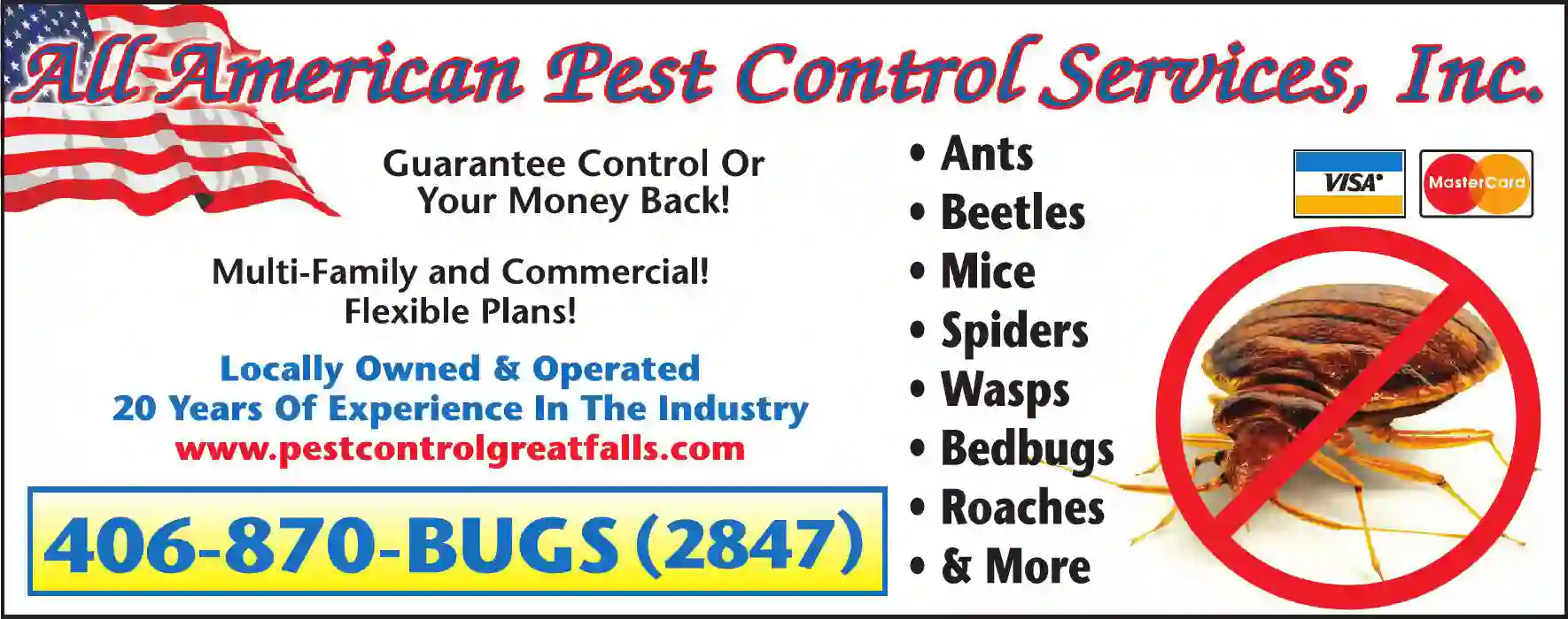 Pest Control Services print ad for All American Pest Control Services Inc