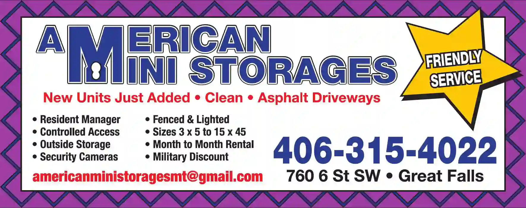 Storage - Household & Commercial print ad for American Mini Storages