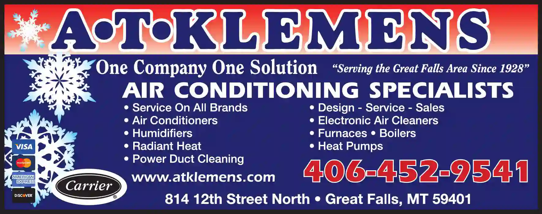 Air Conditioning - Contractors print ad for AT Klemens