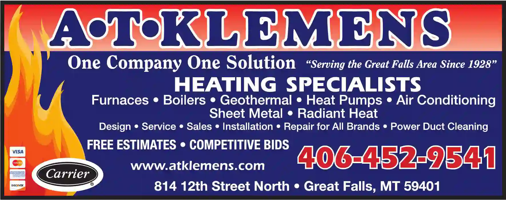 Heating Contractors print ad for AT Klemens