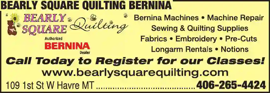 Quilting print ad for Bearly Square Quilting Bernina