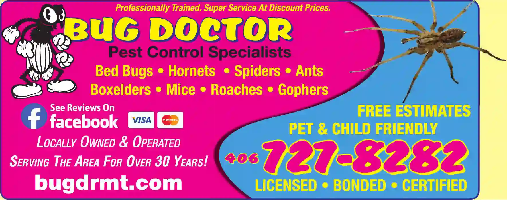 Pest Control Services print ad for Bug Doctor