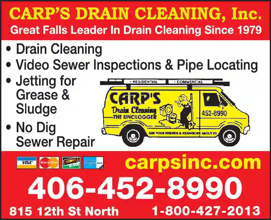 Plumbing Drains & Sewer Cleaning print ad for Carp's Drain Cleaning Inc