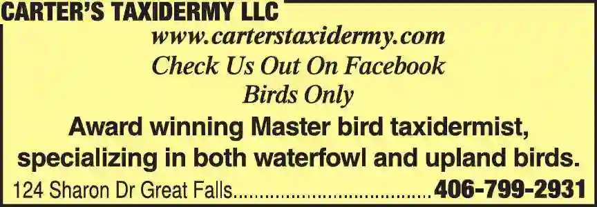 Taxidermists print ad for Carter's Taxidermy LLC