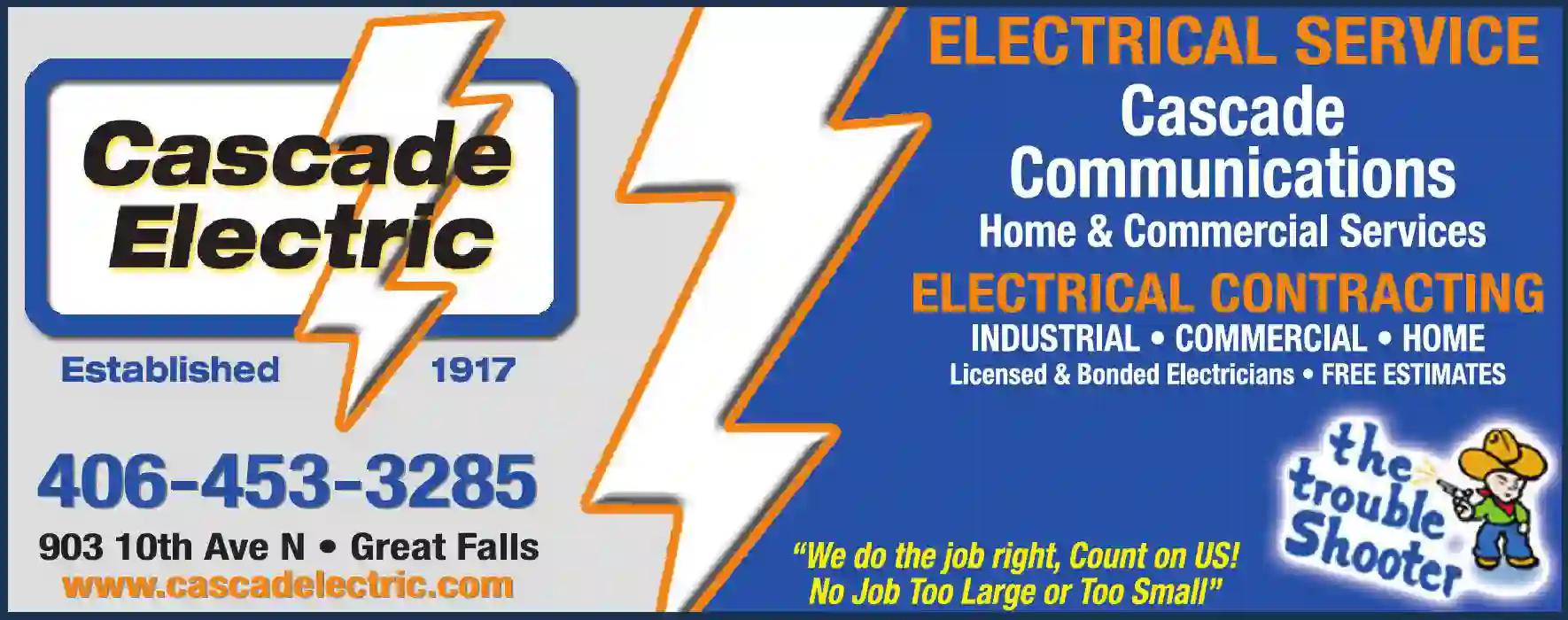 Electric Contractors print ad for Cascade Electric & Communications