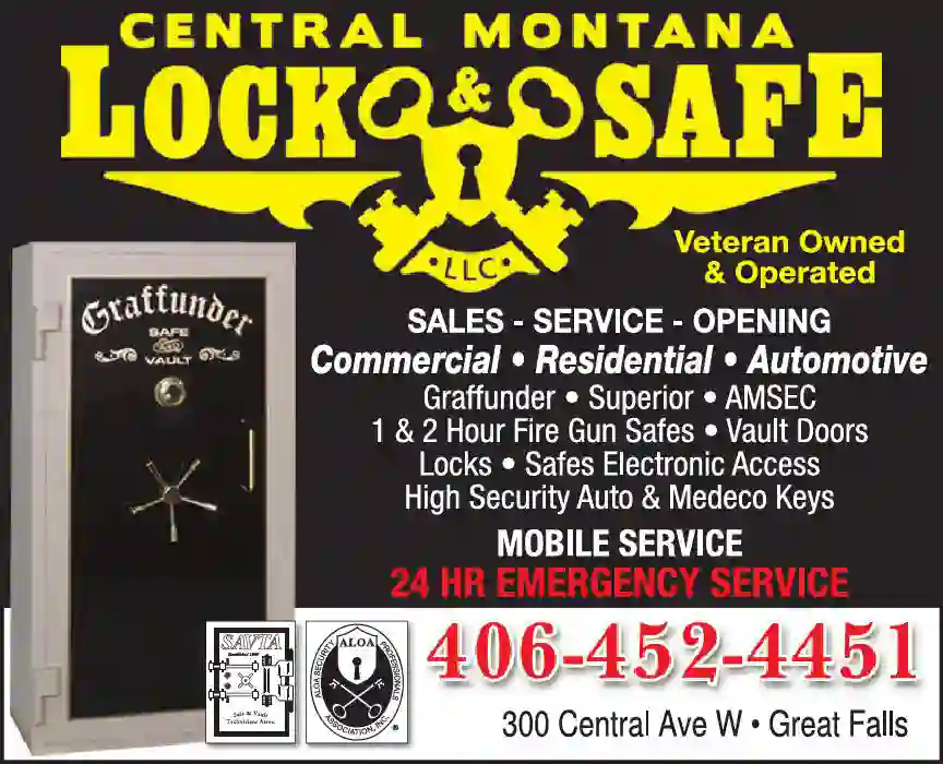 Safes & Vaults print ad for Central Montana Lock & Safe