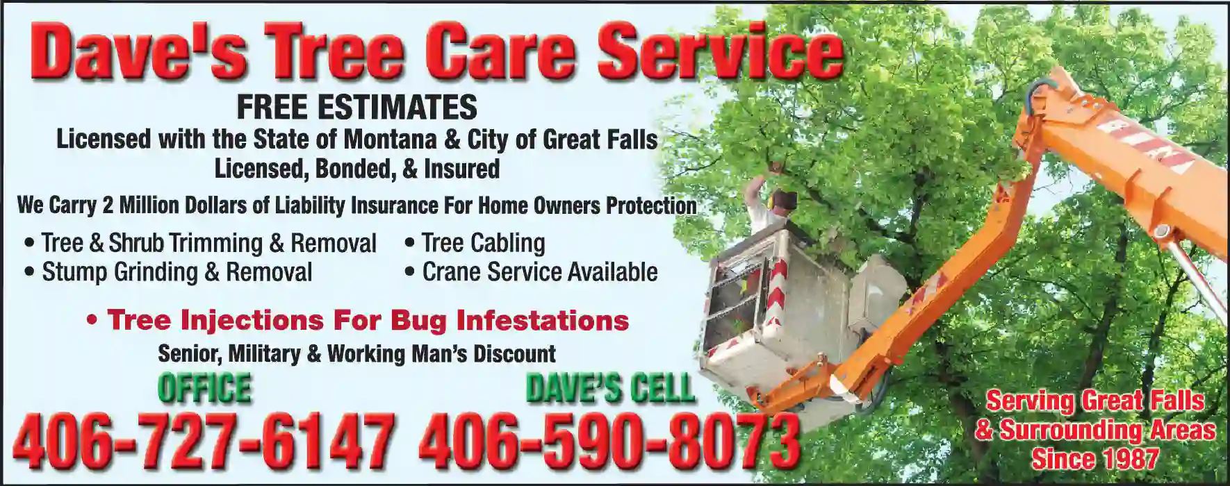 Tree Service print ad for Dave's Tree Care Service