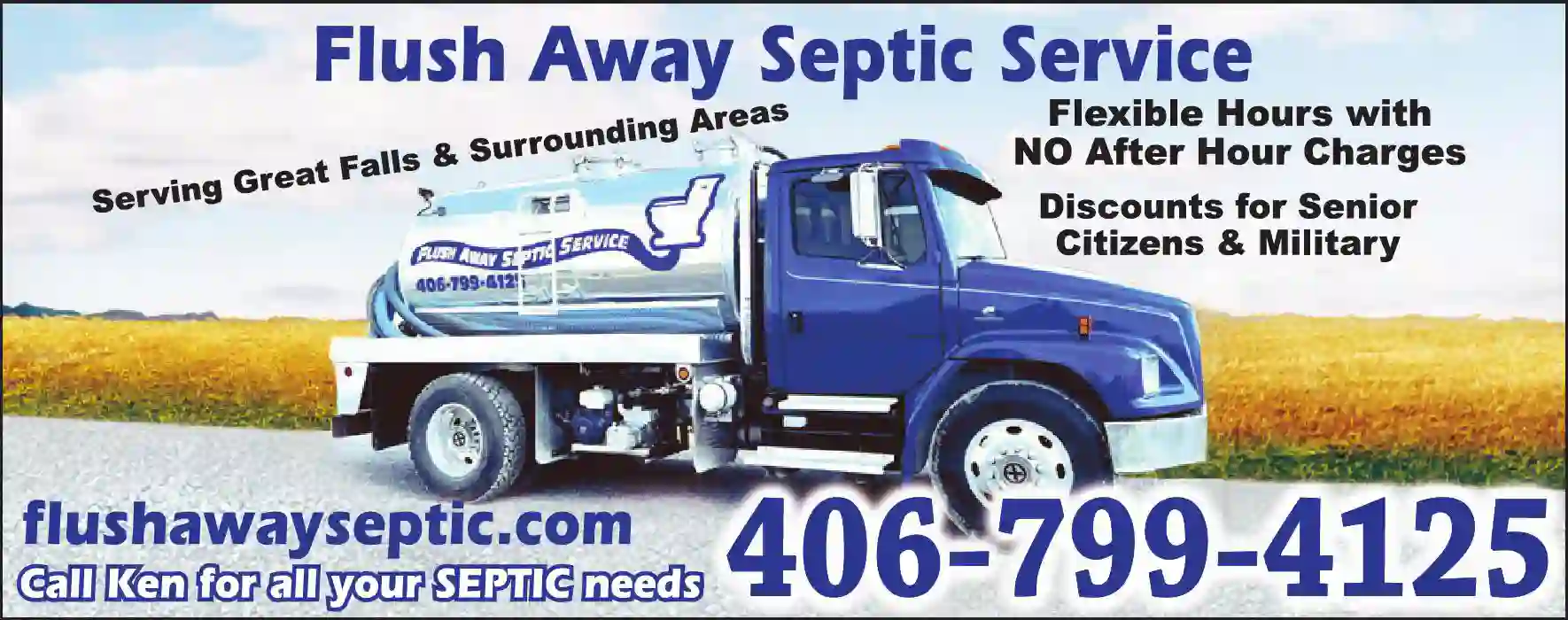 Septic Tanks & Systems - Cleaning print ad for Flush Away Septic Service